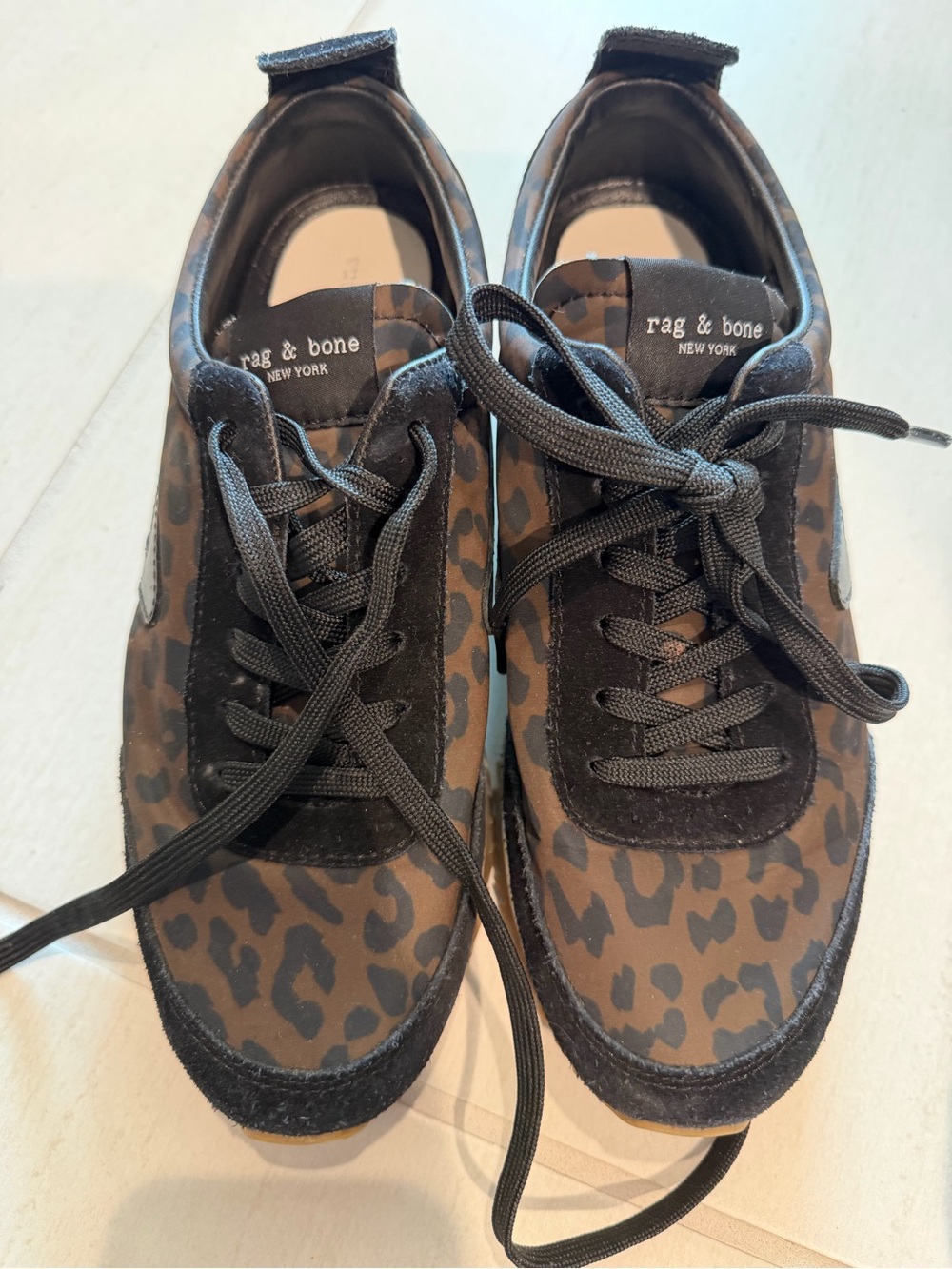 rag & bone Leopard-Print Low-Top Sneakers in Brown and Black 36.5
